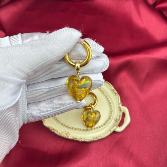 “Sunset Reflection” Glass Heart Hoop Earrings - Picture 9 of 9